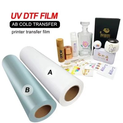 Filme de impressão UV branco transparente flexível 30cm 60cm CMYK Verniz branco