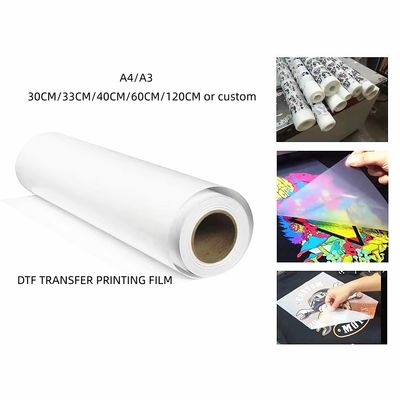 DTF Transfer Film Roll 60cm*100m Double Sides Matte Clear PreTreat PET Paper Transfer Heat Cold and Hot Peel