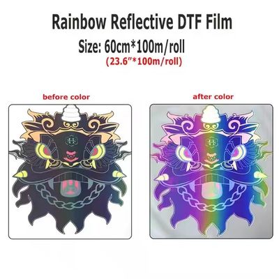 Película DTF refletora de arco-íris colorida para materiais de impressão DTF de escritório