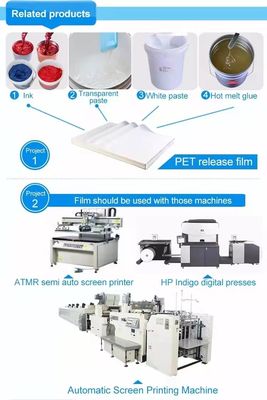 48*64cm Tinta à base de água PET Offset Impressão Film Resistência química 75mic PET filme de libertação