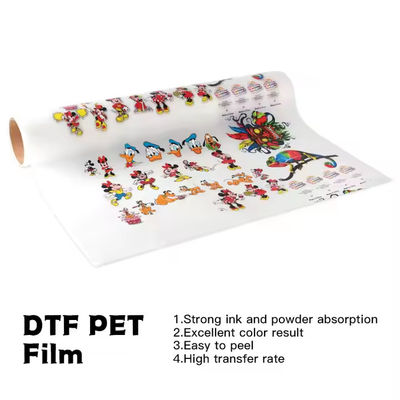 Película de transferência DTF 30CM x 100M 75U Compatível com CMYK + Tinta Branca para Impressão de Vestuário