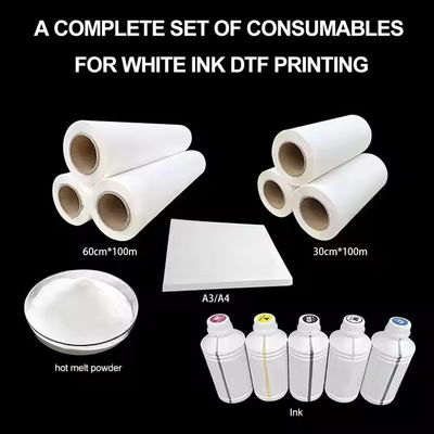 Película DTF PET de 60 cm x 100 M Película de transferência de calor de lado branco para impressão personalizada