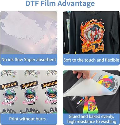 Película de transferência DTF 30CM x 100M 75U Compatível com CMYK + Tinta Branca para Impressão de Vestuário